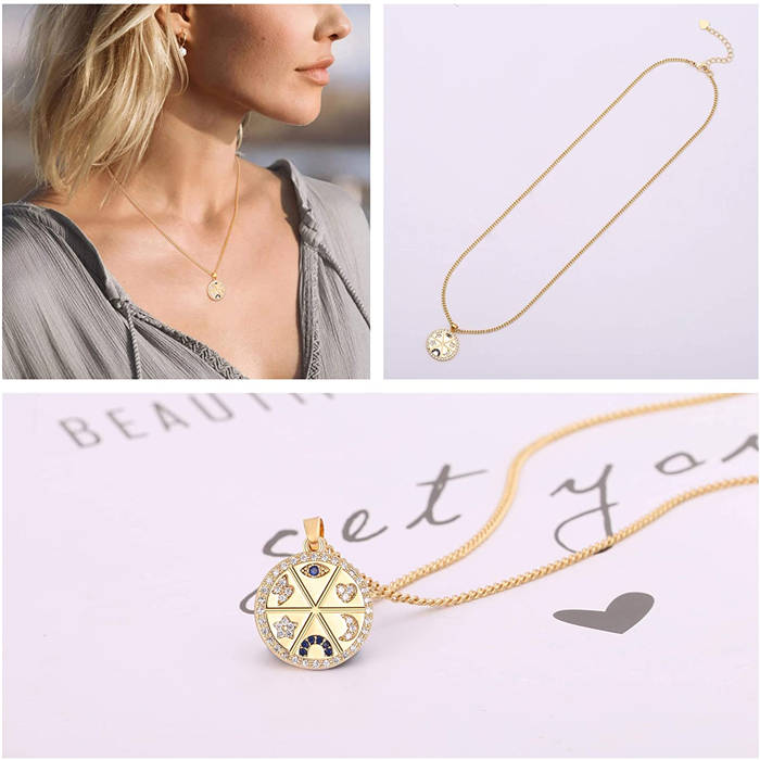 Beakey Simple Cute Long Pendant Necklace Oval Link Choker Double Layer Jewery-Lucky Charm-GL-0092A