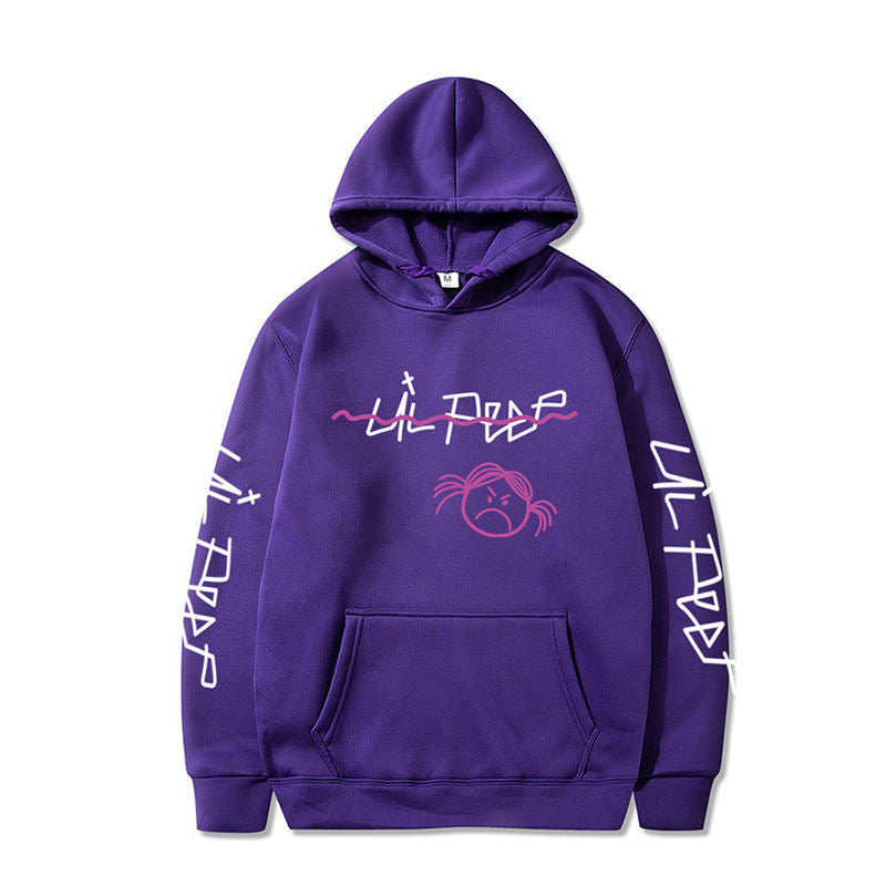 Beakey Unisex Hoodie for Winter with Front Pocket Letter Print Sweatshirt-PurpleA