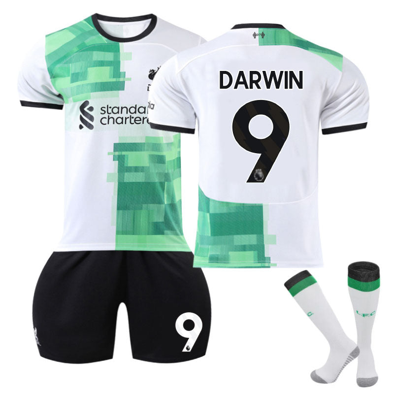 Beakey Liverpool Away Jersey DARWIN #9 Soccer Jersey Kids Adult 3-Pieces Jersey Kits