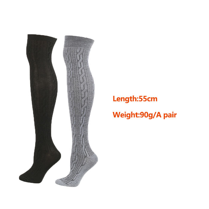 Beakey 2Packs Women Extra Long High Socks Knit Warmers Thick Tall Long Boot Stockings Leg-BlackGray