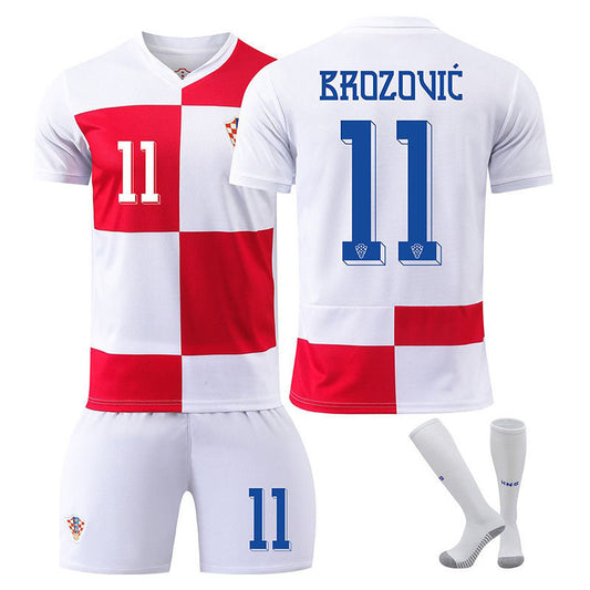 Beakey BROZOVIC #11 Croatia Home Jersey Soccer Jersey Kit Football T-shirt Set for Adult Kids
