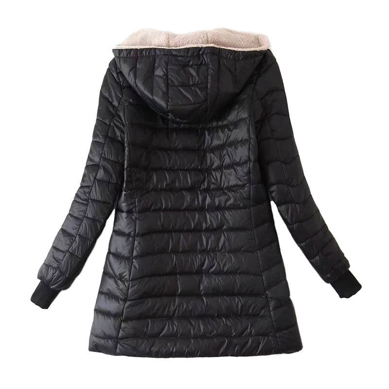 Beakey Womens Hooded Sherpa Fleece Jacket Winter Warm Coat-Black