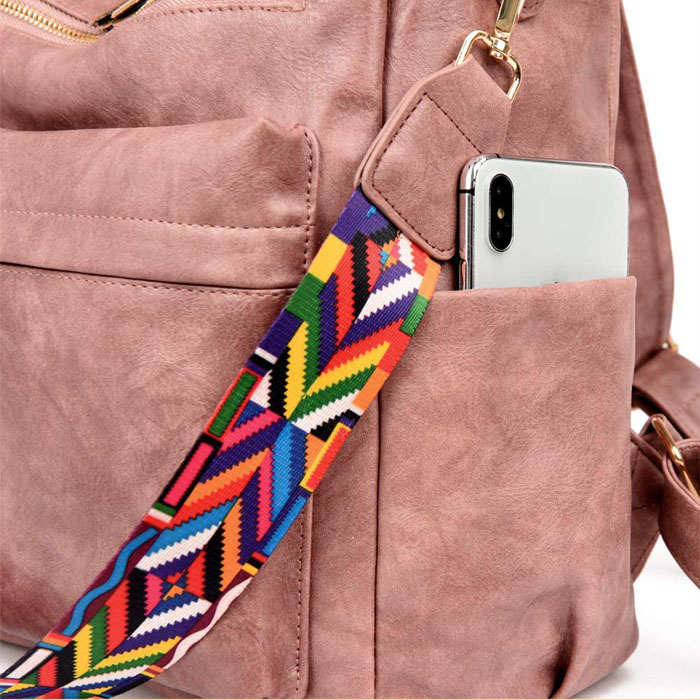 Beakey Women's Fashion Purse Backpack Multipurpose Design Backpack PU Leather Travel bag-Pink