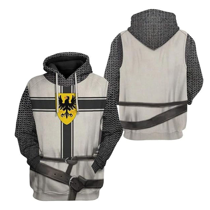 Beakey Medieval Knight Hoodie for Women Men Classic 3D Printed Sweatshirt-D