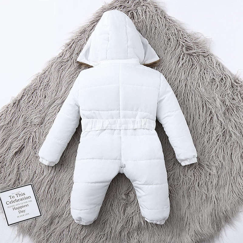 Beakey Newborn Snowsuits with Removable Hood Warm Padded Coat Winter-White