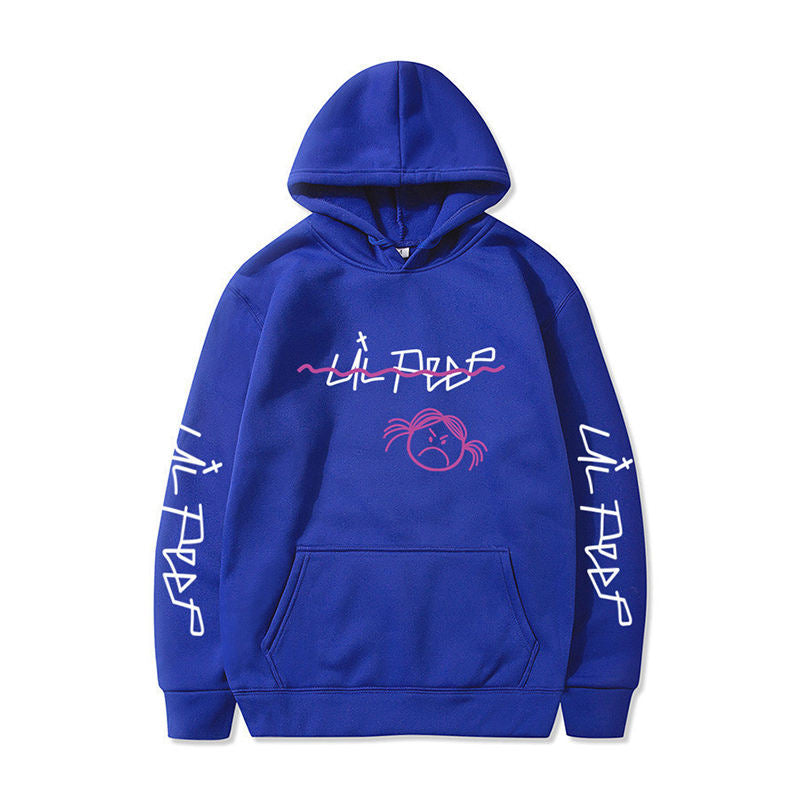 Beakey Unisex Hoodie for Winter with Front Pocket Letter Print Sweatshirt-BlueA