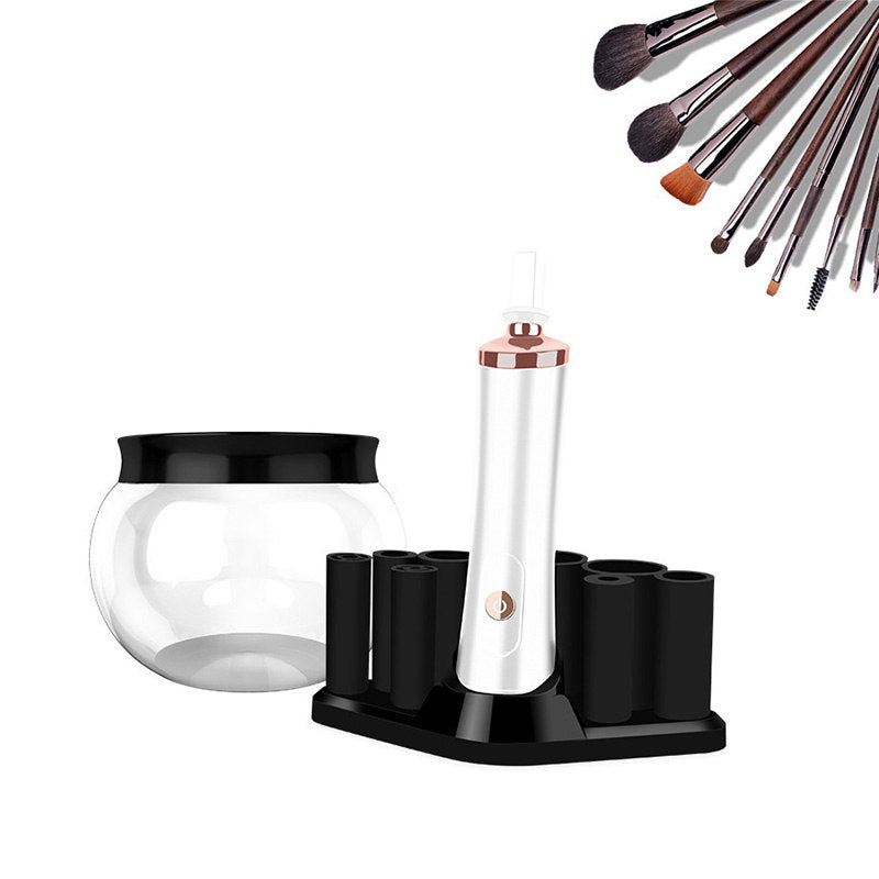 Beakey Electric Makeup Brush Cleaner with 8 Rubber Collars-White