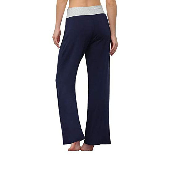 Beakey Women's Comfy Pajama Pants Casual Stretch Pant Drawstring Wide Leg Pants-Dark Blue-0881