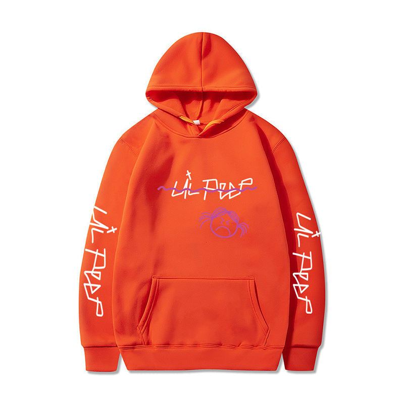 Beakey Unisex Hoodie for Winter with Front Pocket Letter Print Sweatshirt-OrangeA