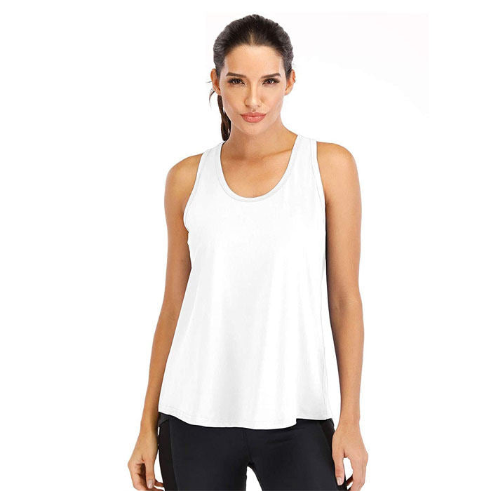 Beakey Workout Tops For Women Loose Fit Mesh Backless Quick-drying Vest-White-202088