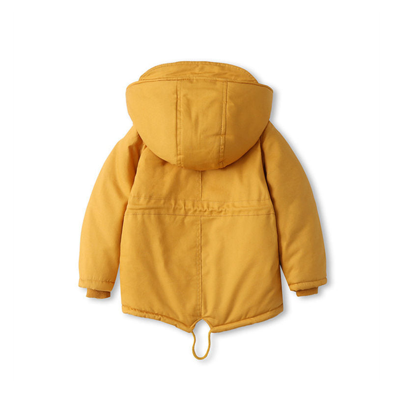 Beakey Kids Winter Jacket with Hood & Pockets Fleece Lining Outwear-Yellow