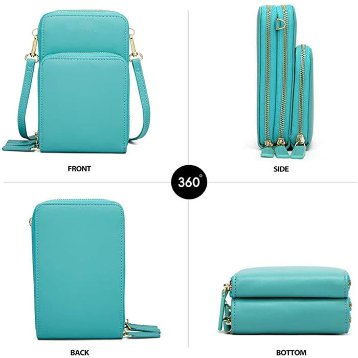 Beakey Crossbody Phone Bag for Women Small Shoulder Bag Cell Phone Wallet Purses and Handbags with 14 Credit Card Slots-Lightgreen