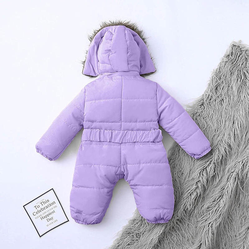 Beakey Newborn Snowsuits with Removable Hood Warm Padded Coat Winter-Light Purple