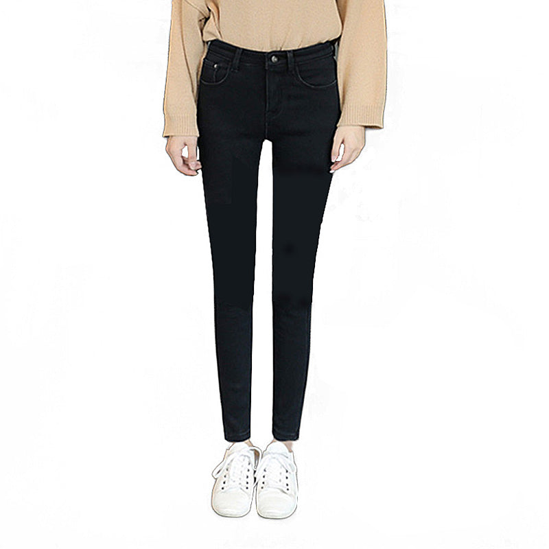 Beakey Womens Jeans with Pockets High Waist Stretch Denim Trousers-9906-Black