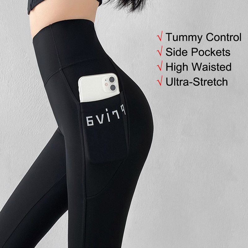 Beakey Womens Leggings High Waisted with Pockets Yoga Pants for Spring Fall-Black