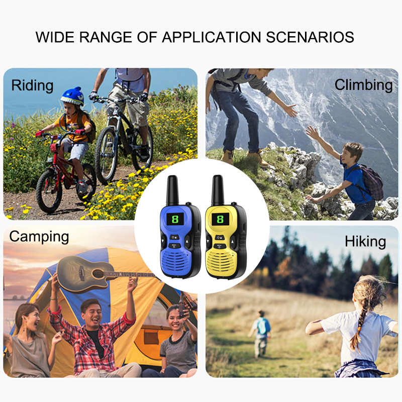 Beakey 2 Pcs Kids Walkie Talkies Rechargeable Long Range Camping Toys-BlueLightblue