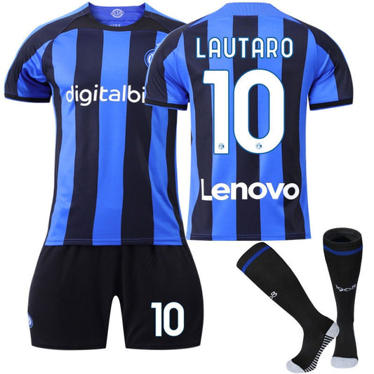 Beakey LAUTARO #10 Milano F.C Home Jersey 2022/23 Soccer Jersey Kit Football T-shirt Set For Adult Kids