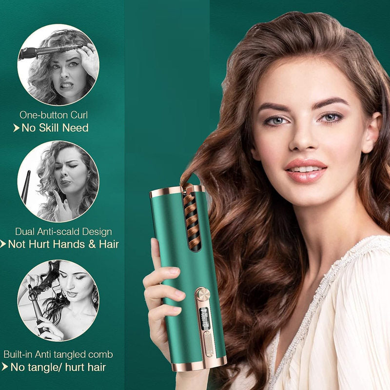 Beakey Cordless Automatic Curling Iron LCD Display Rechargeable with 6 Temps