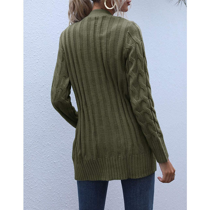 Beakey Women's Winter Keep Warm Long Sleeve Knit Sweater Cardigan Button Loose Outerwear-Army Green-YL220187