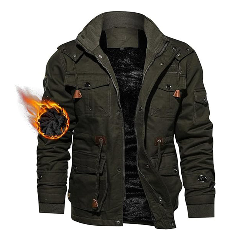Beakey Mens Winter Jacket Cotton Fleece Lined Military Coats with Hood-ArmyGreen
