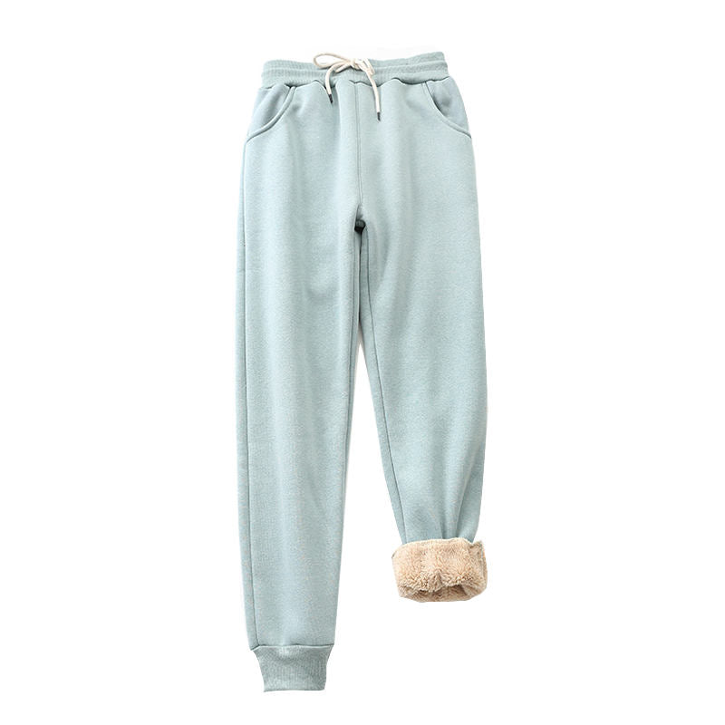 Beakey Womens Warm Sweatpants Sherpa Lined Winter Athletic Jogger Pants-Bean Green