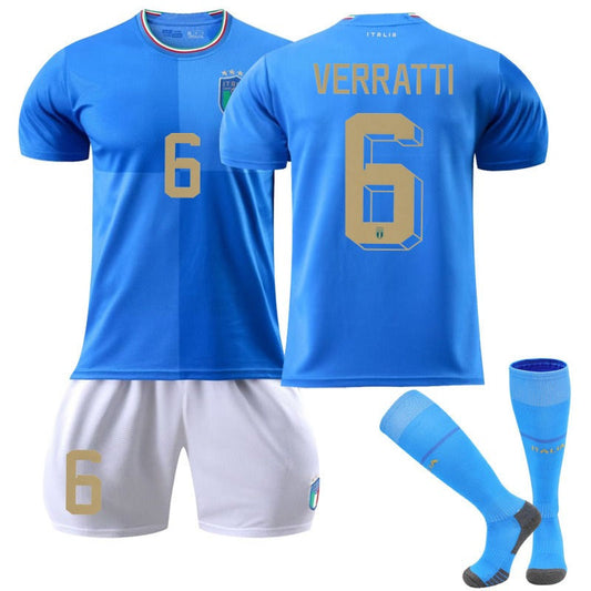 Beakey VERRATTI #6 Italy Home Jersey 2022/23 Soccer Jersey Kit Football T-shirt Set For Adult Kids