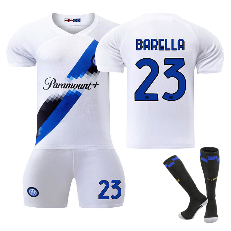 Beakey INTER Away Jersey BARELLA #23 Soccer Jersey Kids Adult 3-Pieces Jersey Kits
