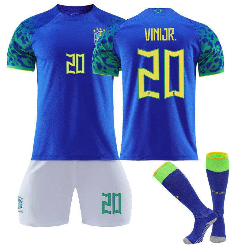 Beakey VINIJR #20 Brazil Away B-Jersey 2022/23 Soccer B-Jersey Kit Football T-shirt Set For Adult Kids