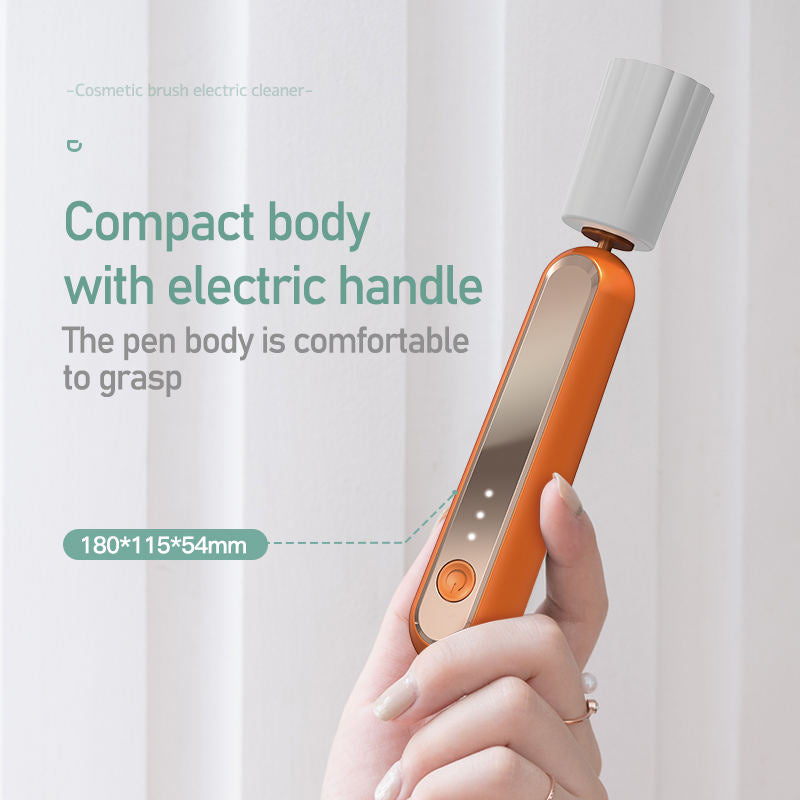 Beakey Electric Makeup Brush Cleaner with Rubber Collars and Power Display-White