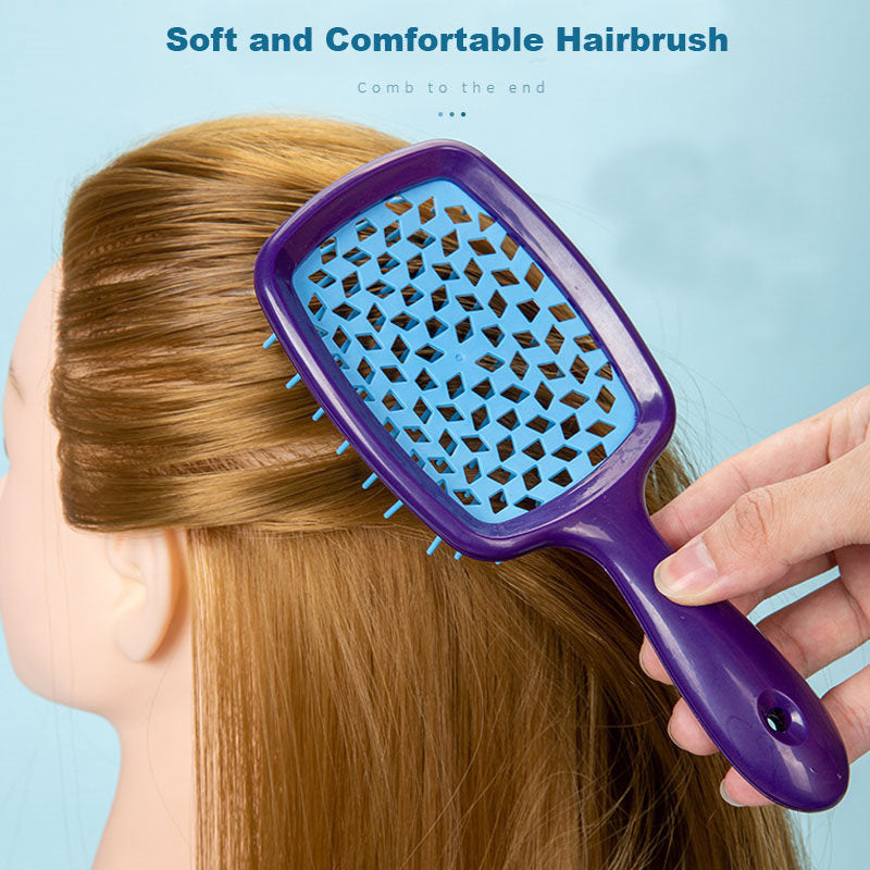 Beakey Massage Hair Brush Wet & Dry Vented Detangling for All Hair Types-RoseRedClear