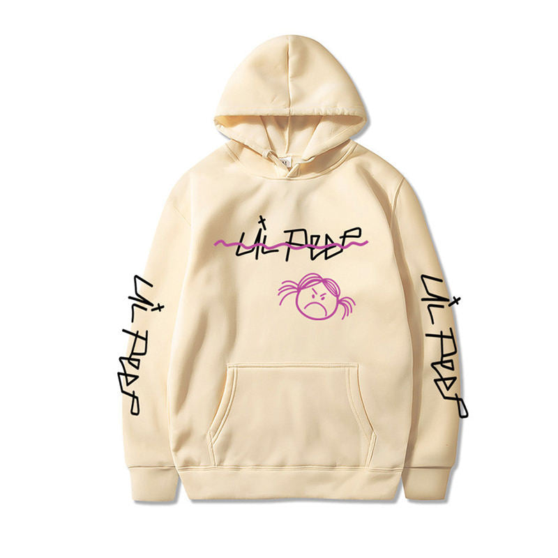 Beakey Unisex Hoodie for Winter with Front Pocket Letter Print Sweatshirt-KhakiB