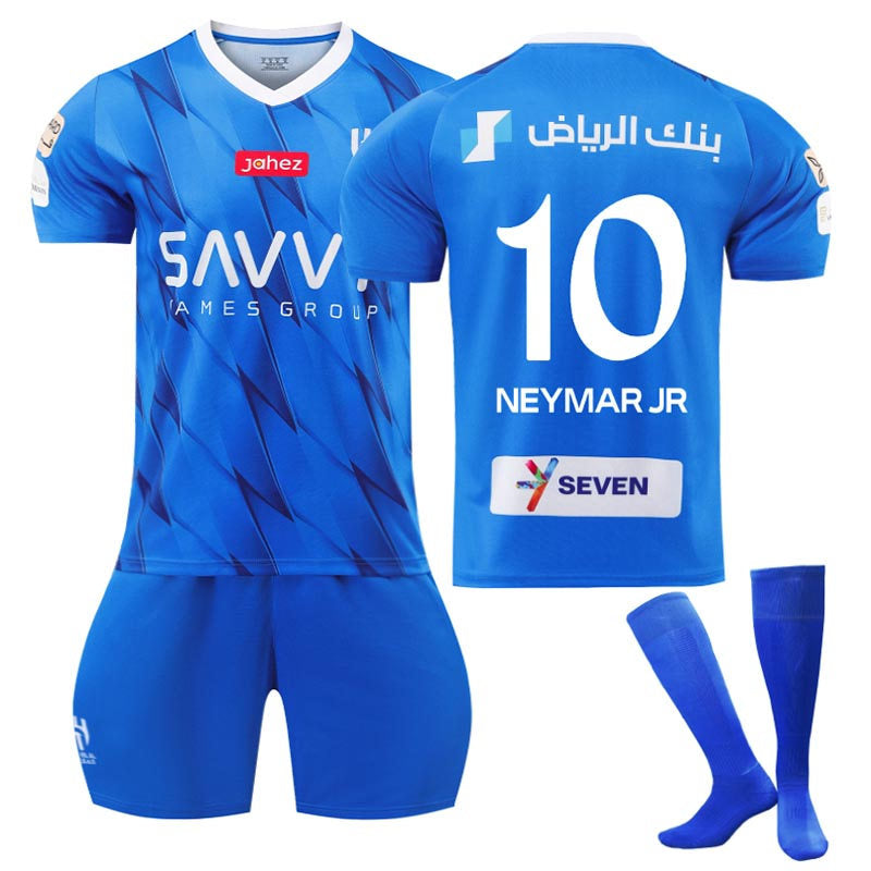 Beakey Al-Hilal Saudi Football Club Home Jersey NEYMAR JR #10 Soccer Jersey Kids Adult 3Pcs Jersey Kits