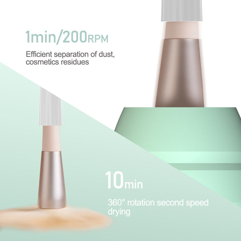 Beakey Electric Makeup Brush Cleaner with Rubber Collars and Power Display-White