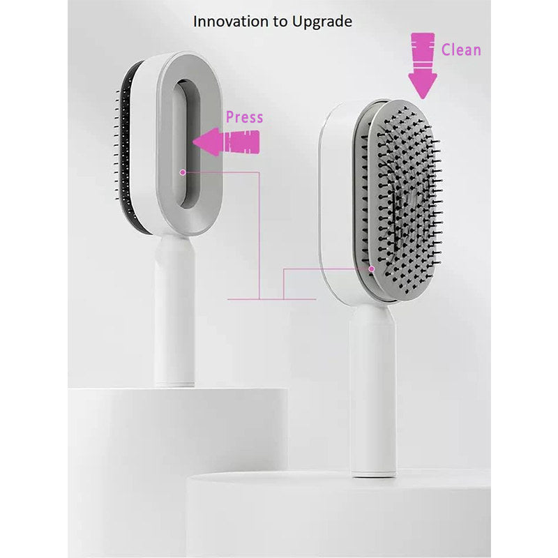 Beakey Self Cleaning Hair Brush 3D Air Cushion Hair Brushes for Women Thick Hair-RoseRed