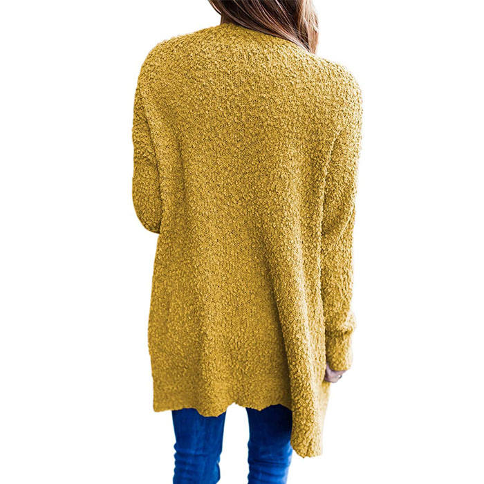 Beakey Women's Winter Long Sleeve Soft Chunky Knit Sweater Cardigan Outwear-Yellow-YL1305