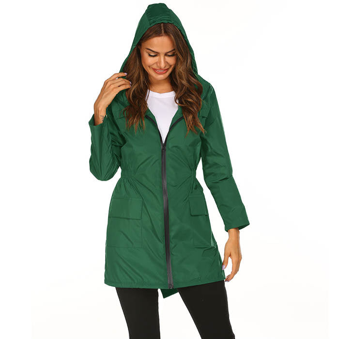 Beakey Rain Jackets Womens Lightweight Hooded Waterproof Outdoor Hiking Clothes-Grass Green-HYY0726
