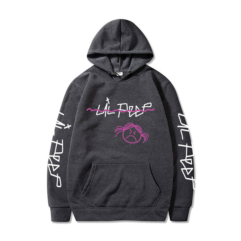 Beakey Unisex Hoodie for Winter with Front Pocket Letter Print Sweatshirt-DarkGrayA