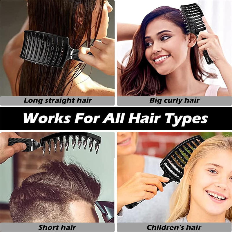 Beakey 2Pcs Hair Detangling Brush Fast Drying Styling Massage Hairbrush for Long Thick Curly Tangled Hair-Black White