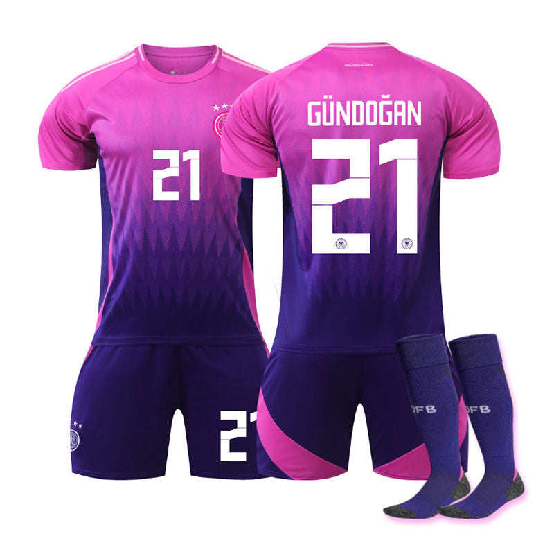 Beakey GUNDOGAN #21 Germany Away Jersey Soccer Jersey Kit Football T-shirt Set for Adult Kids