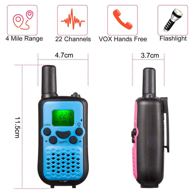 Beakey 2 Pcs Walkie Talkies for Kids 5 km VOX Hands-Free for Hiking-Red