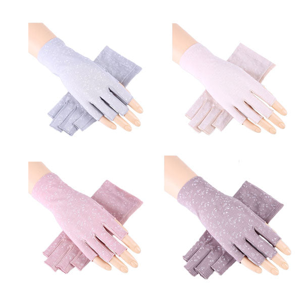 Beakey 4 Pairs Women Gloves Summer Sunscreen Fingerless Gloves UV Protection Half Finger Gloves-D