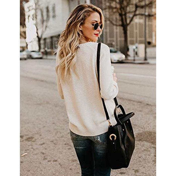 Beakey Women Cute Sweaters Heart Crewneck Long Sleeve Knitted Pullover Sweater-Apricot-118004