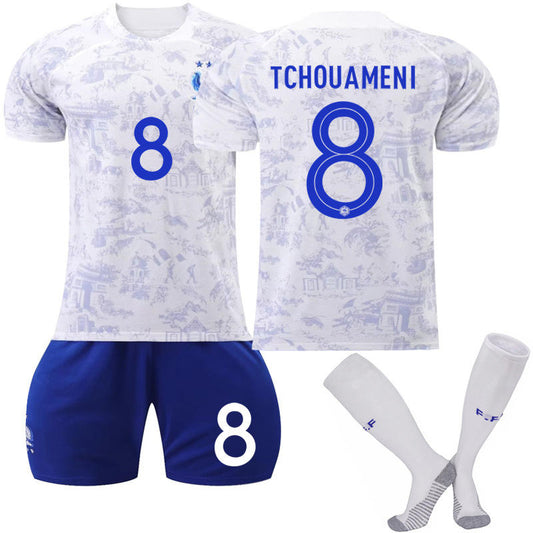 Beakey France National Team Away Jersey 2022-23 TCHOUAMENI #8 Soccer Jersey for Kids Adult