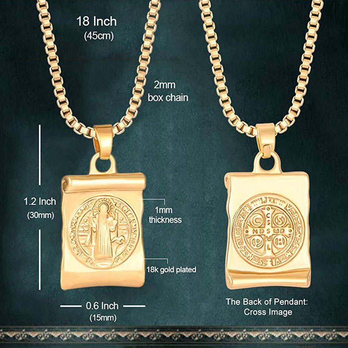 Beakey Simple Cute Long Pendant Necklace Oval Link Choker Double Layer Jewery-Saint Benedict-GL-0023A