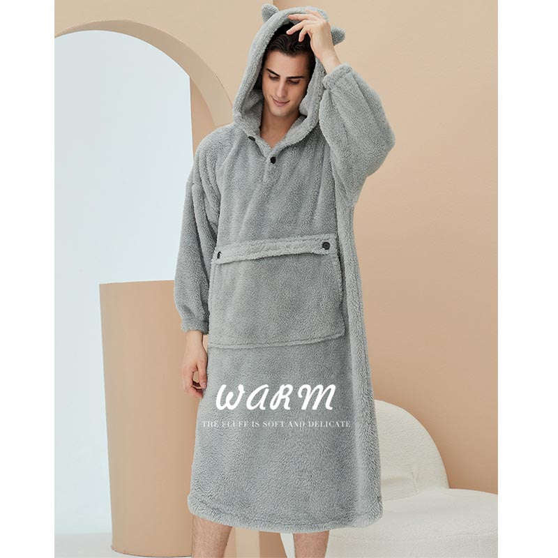 Beakey Hoodie Plush Pajama Set for couple-Light Grey