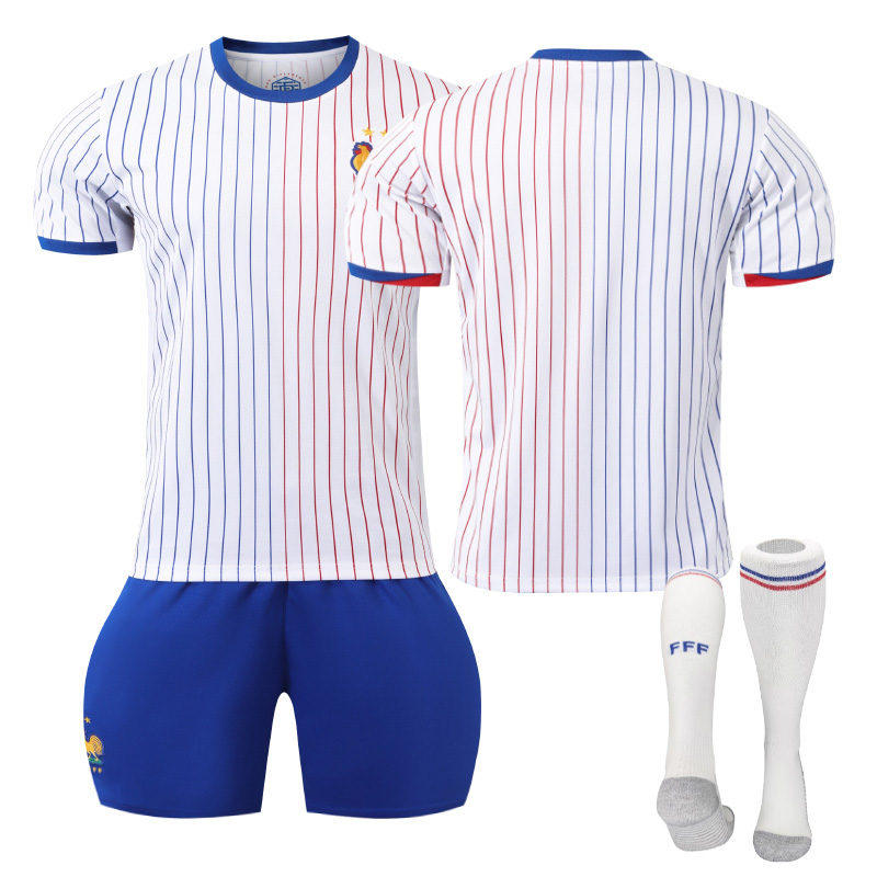 Beakey French Away Jersey Soccer Jersey Kit Football T-shirt Set for Adult Kids
