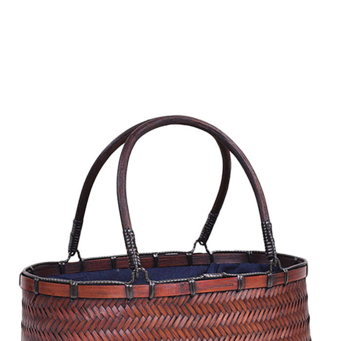 Beakey Retro Womens Bamboo Handbag Handmade Large Tote Bag Wicker Basket Bag