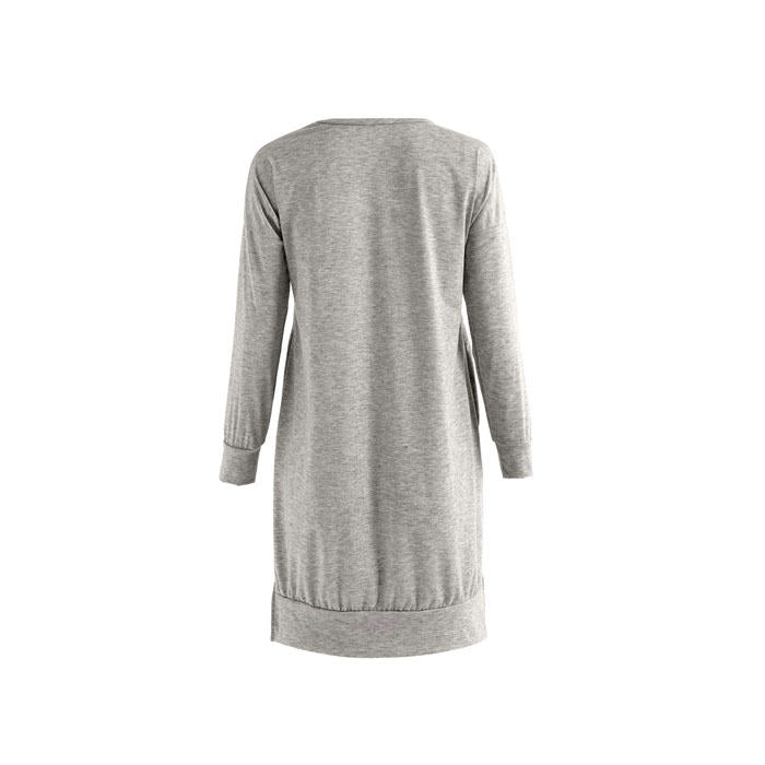 Beakey Womens Casual V Neck Long Sleeves Pocket Solid Color Sweatshirt Split Tops-Light Gray-W0083