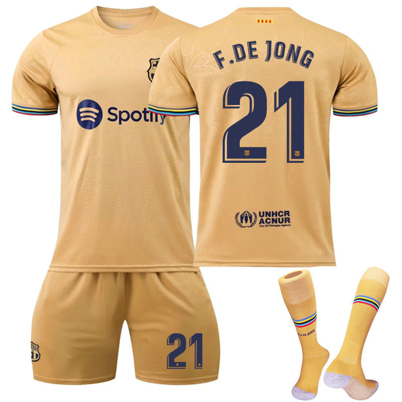 Beakey F.DE JONG #21 Barca Away Shirt 2022/23 Soccer Jersey Kit Football Set For Adult Kids