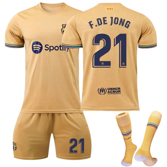 Beakey F.DE JONG #21 Barca Away Shirt 2022/23 Soccer Jersey Kit Football Set For Adult Kids